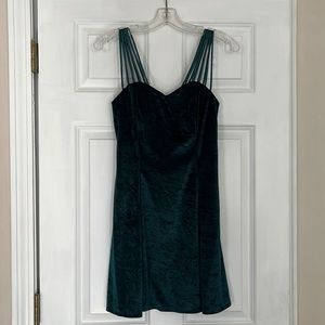 Dark emerald green plush dress with dark emerald green jacket